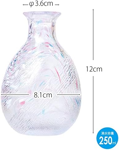 東洋 佐々 木 ガラス TOYO SASAKI GLASS WA169 SAKE CUP, TOKURI, מיוצר ביפן, ורוד וכחול, בערך. 8.5 פלורידה, חבילה