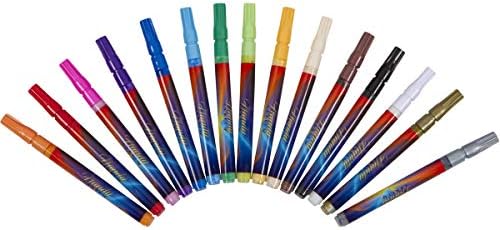 מלאכות נוחות עטים לצבע אקרילי - 15 צבעים, סמני צבע מבוססי מים דק נוסף לצביעת סלעים, עץ, זכוכית, קרמיקה,