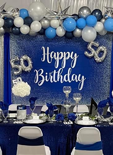 רויאל כחול שמח יום הולדת רקע מבוגרים מאן בני מסיבת יום הולדת באנר כסף גליטר כתמים צילום רקע שולחן קיר