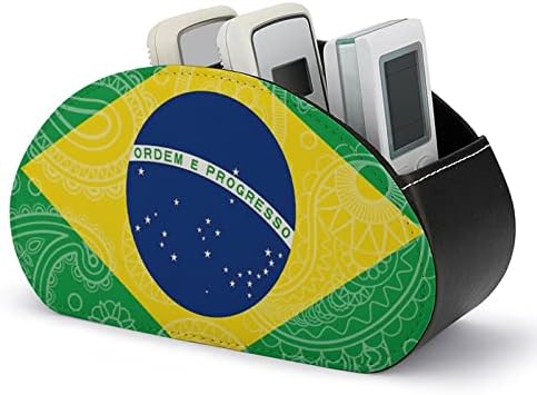 ברזילאי פייזלי דגל עור שלט רחוק מחזיק מצחיק נושא כלים תיבת אחסון שולחן עבודה ארגונית עם 5 תאים עבור