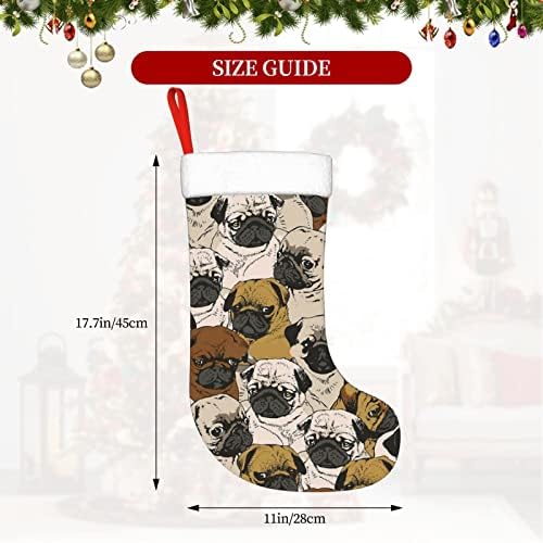 Yuyuy כלבים פוגי דפוס גרב חג המולד קישוט לחג אח תליה גרב 18 אינץ 'גרביים