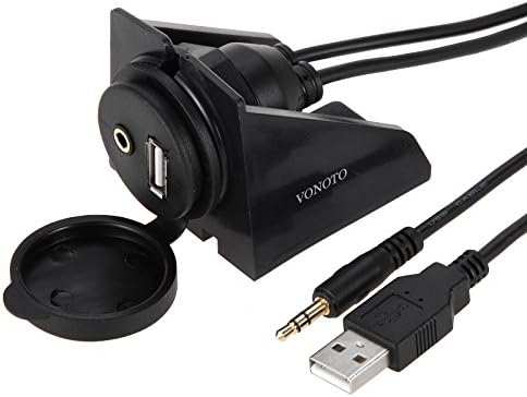 Vonoto 1M 3 מטר USB & 3.5 ממ ל- USB ו- 3.5 ממ AUX סומק סומק הרכבה כבל הרחבת לוח מקף עם סוגר הרכבה של