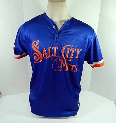 2021 Syracuse Mets 39 משחק נעשה שימוש ב Blue Salt City Mets Jersey 44 DP42504 - משחק משומש גופיות MLB