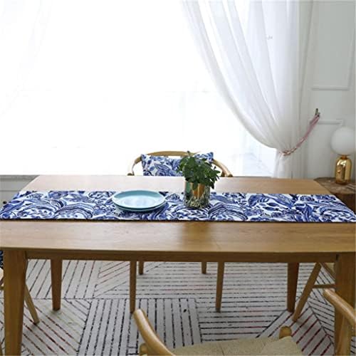 Wdbby בסגנון סיני פרחים כחולים שולחן שולחן דקורקיון שולחן פשתן כותנה למסיבה