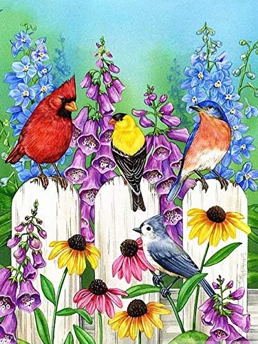 QGHZSCS צבע לפי מספרים ציור דיגיטלי פרחי ציפורים DIY DIE DECER A3