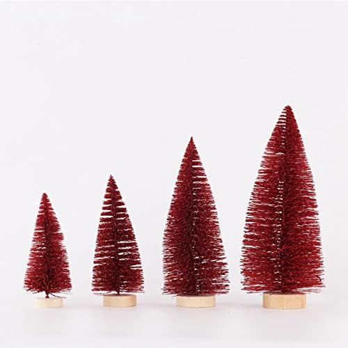 Wdhomlt קישוטים לחג המולד עצי שולחן מיניאטוריים ריאליסטיים מחטי אורן צבעוניות מלאכות חג מולד קישוטי