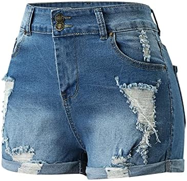 מכנסיים קצרים של נשים ג'ין לקיץ נמתח במצוקה קרועה מכנסיים קצרים ז'אן רוכסן ג'וניור ברגל ישר מכנסי ג'ין