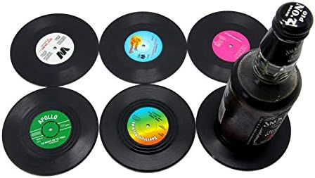 תחתיות למשקאות של הירון - סט של 6 ויניל תקליט רטרו רטרו יופרים - רכב אמנות בר קפה שולחן קפה שולחן ספל