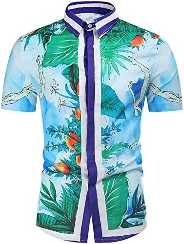 חולצות הוואי ספורט לגברים כפתור מזדמן שרוול קצר שרוול צבעוני מודפס חוף חוף טרופי חולצה הוואי