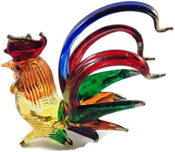 MR_AIR_THAI_GLASS_ BLOOWN זעיר קריסטל עוף יד מפוצצת זכוכית צלולה אמנות תרנגולת פלטוני פסלון אוסף זכוכית