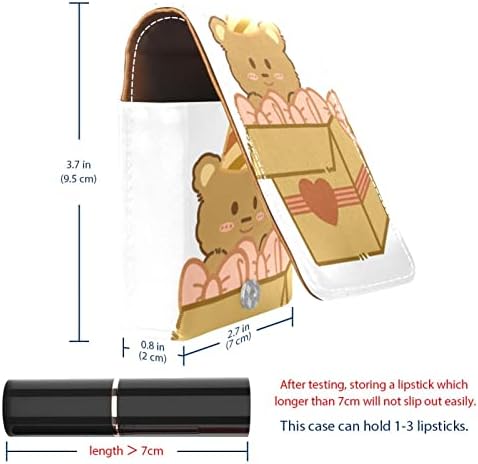 שפתון מקרה עם מראה חמוד נייד איפור תיק קוסמטי פאוץ, קריקטורה בעלי החיים דוב יום הולדת יפה