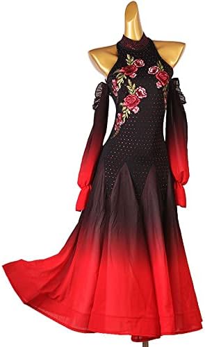 Liuhuo צוואר גבוה תלת ממדי תלת מימדי שמלת ריקוד מודרנית של שמלת שיפוע צבע חצאית חצאית