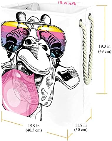 בלון ג'ירפה מצחיק פגע כביסה גדול עם ידית נשיאה קלה, סל כביסה אטום למים לפחי אחסון מארגן בית חדר ילדים