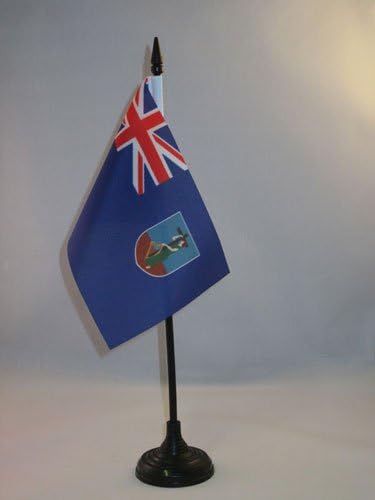 דגל AZ דגל מונטסראט דגל 4 '' x 6 '' - מונטסראטיאן - דגל שולחן אנגלי 15 x 10 סמ - מקל פלסטיק שחור ובסיס
