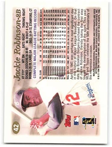 1997 Topps 42 ג'קי רובינסון Trib NM-MT Brooklyn Dodgers Baseball
