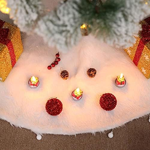 חצאיות עץ חג המולד של Lyly, קישוטי עץ פרווה פו לבן קישוטי חג המולד לחג המולד לחג קישוטי מסיבות בית