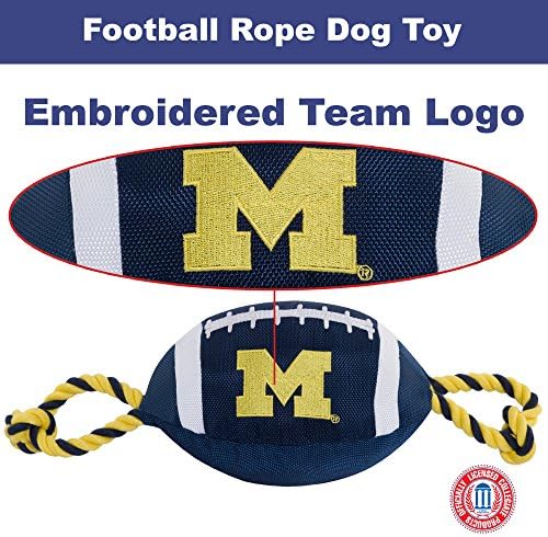 חיות מחמד ראשונות NCAA מישיגן וולברינס צעצוע של כלבי כדורגל, חומרי ניילון באיכות קשה, חבלים משיכה חזקים,