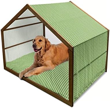 Ambesonne Abstract Moden Dog House, מעגלים קטנים בסגנון רטרו עם פסים על רקע מנוקד, מלונה כלבים ניידת