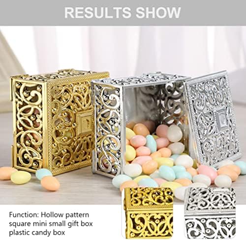 Vorcool Hollow Candy Box מיני גודל: 12 יחידות לחתונה קופסאות לחתונה קופסאות מכסף זהב ממתקים ממתקים עטיפת