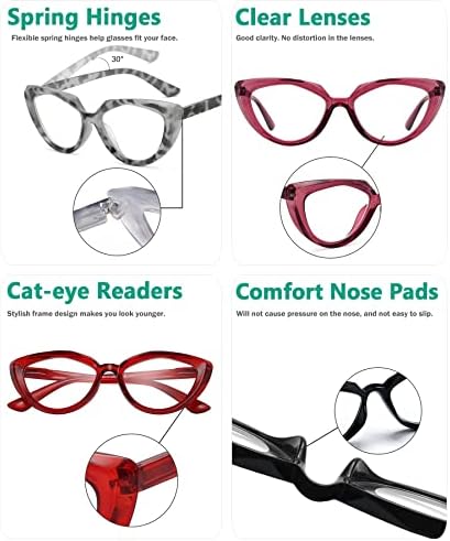 משקפי קריאה של 5 חבילות עין לנשים קוראי עין חתולים