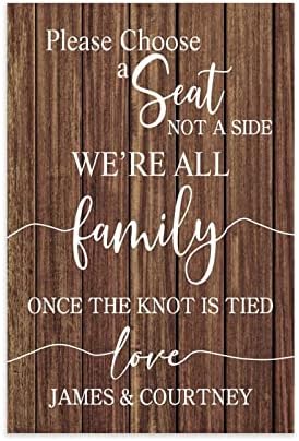 בחר מושב, לא שלט חתונה צדדי - מותאם אישית - שתי משפחות הופכות לאחד - שלט עץ אנכי - בוהו - עיצוב חתונה